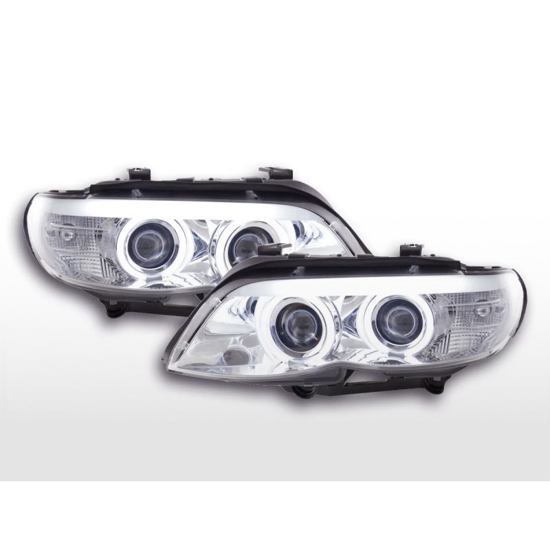 Phares Avant Xenon Daylight CCFL DRL Look BMW X5 E53 03 06 Chrome