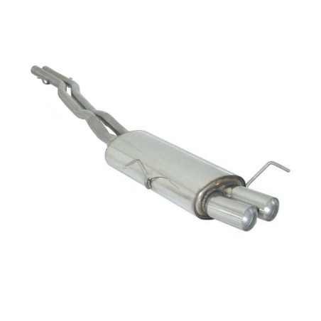 Tube intermédiaire groupe n sans silencieux + Silencieux arrière en inox avec 2 sorties rondes Racing 80 mm décalées