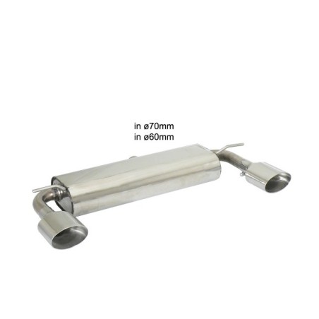 Silencieux arrière duplex en inox g/d avec 1 sortie ovale Sport Line 135x90 mm - Ligne avec diamètre majoré 70 mm