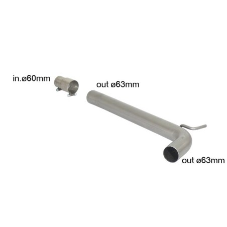 Tube intermédiaire groupe n sans silencieux en inox - Ligne avec diamètre majoré 63,5 mm