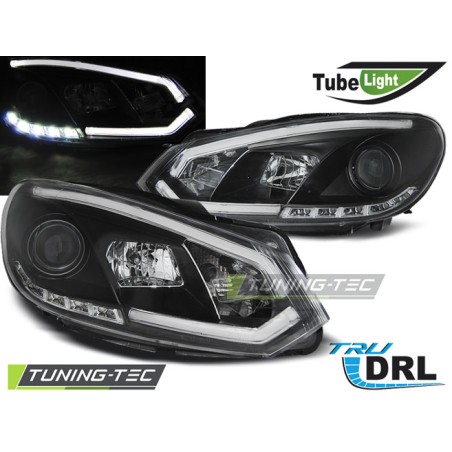 Phares TUBE LIGHT DRL Noir pour VW Golf 6 10.08-12