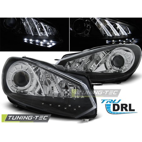 Phares TRUE DRL noir pour VW Golf 6 10.08-12