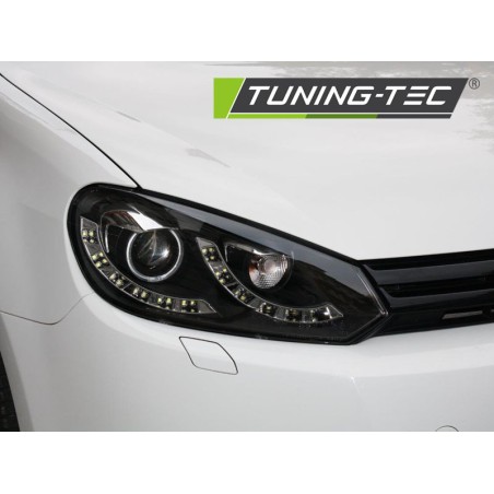 Phares doubles DRL noir pour VW Golf 6 10.08-12