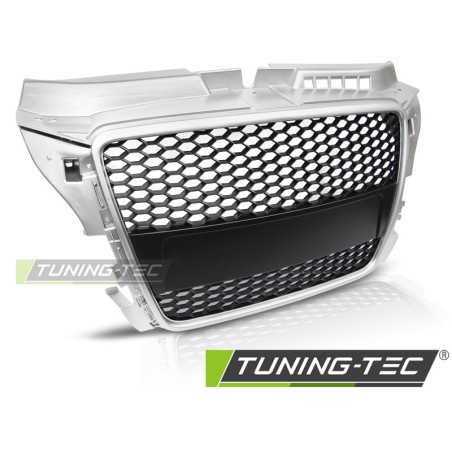 Grille sport argentée compatible AUDI A3 (8P) SPORT 04.08-07.12