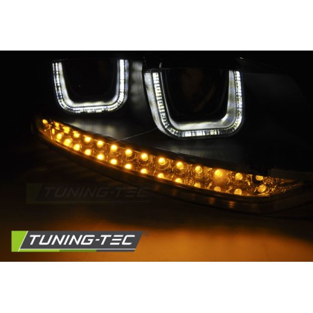 Phares U-LED noir séquentiel pour VW Polo 6R 09-03.14