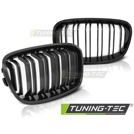 Grille noire brillante double barre look sport compatible BMW F20 F21 11-12.14