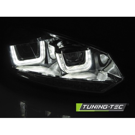 Phares U-LED DRL Chrome Séquentiel pour VW Golf 6 08-12