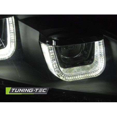 Phares U-LED DRL noir séquentiel pour VW Golf 6 08-12