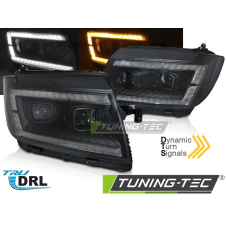 Phares TUBE LIGHT noir DRL séquentiel pour VW Crafter II 2017-