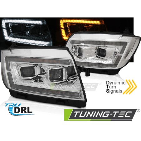 Phares TUBE LIGHT chrome DRL séquentiel pour VW Crafter II 2017-