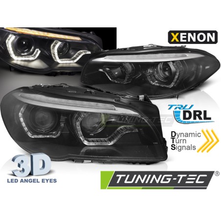 XENON HEADLIGHTS ANGEL EYES LED DRL BLACK SEQ fits BMW F10/F11 LCI 13-16