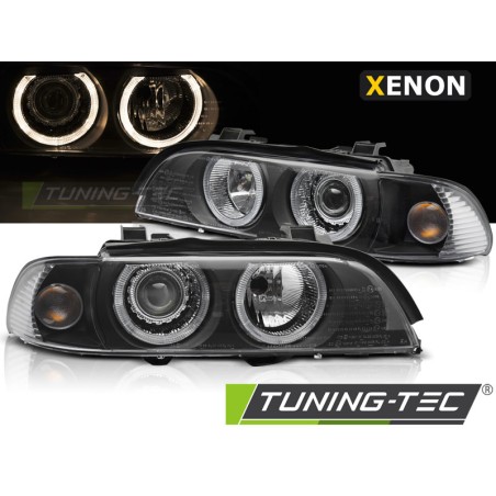 Phares Xénon Angel Eyes Noirs compatibles BMW E39 LCI 00-03