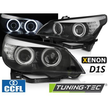 XENON D1S HEADLIGHTS CCFL ANGEL EYES BLACK LED INDICATOR fits BMW E60/E61 05-07