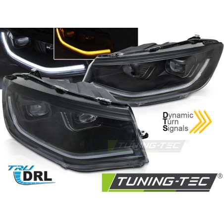 LED HEADLIGHTS TUBE LIGHT BLACK DRL SEQ fits VW CADDY 20-