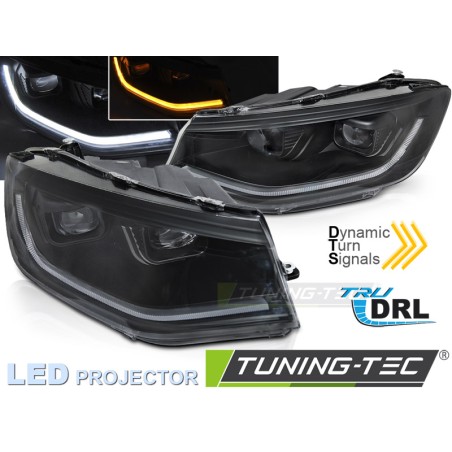 LED HEADLIGHTS TUBE LIGHT BLACK DRL SEQ fits VW CADDY 20-