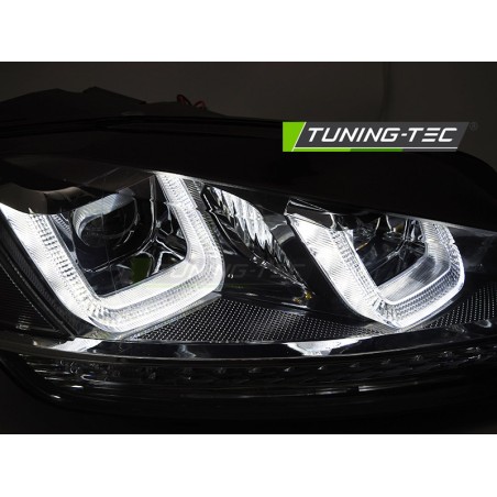 HEADLIGHTS LIGHT SEQ BLACK WITH RED LINE fits VW GOLF 7 13-17