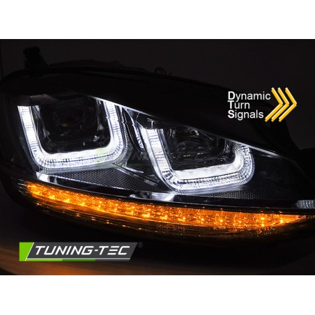 HEADLIGHTS LIGHT SEQ BLACK WITH RED LINE fits VW GOLF 7 13-17