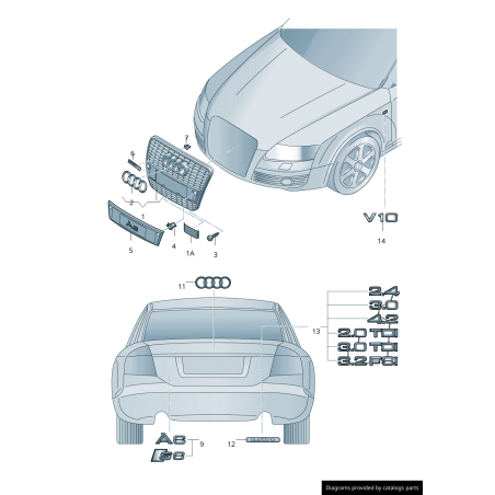 Emblème de Calandre Audi Anneaux Chromés 8P0853605