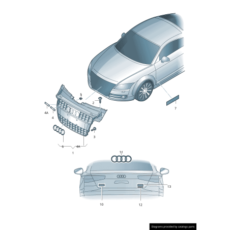 Emblème Audi TT Logo Autocollant Chromé Brillant 8J0853741A2ZZ