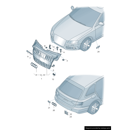 Emblème Chromé Audi V6T pour Aile Extérieure