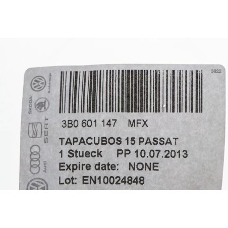 Enjoliveur de roue argenté 15 pouces pour VW Passat 3B0601147MFX