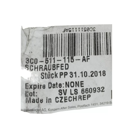 Ressort hélicoïdal OEM 2006-2018 Volkswagen Passat Tiguan NEUF 3C0-511-115-AF