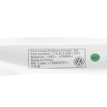 Nouvelle plaque signalétique OEM Volkswagen Jetta 2019-2021 17A-853-688-C-DPJ