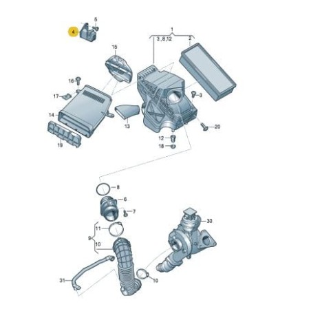 Adaptateur Original Audi A4 S4 RS4 / A5 S5 RS5 Support Boîtier Filtre à Air 8K0133426A