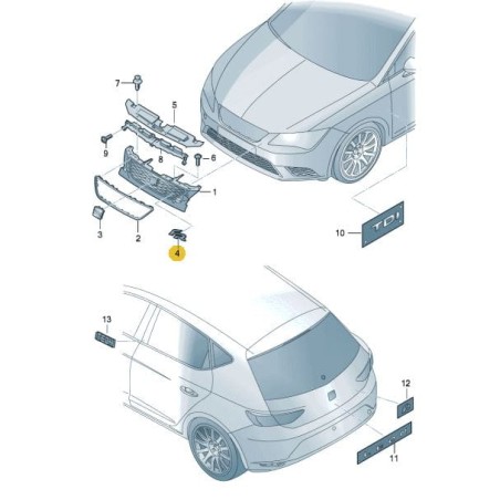 Emblème Sport Logo chromé pour calandre avant Seat Cupra