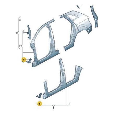 Support inférieur de panneau d'ouverture Audi Q3 2012-2018