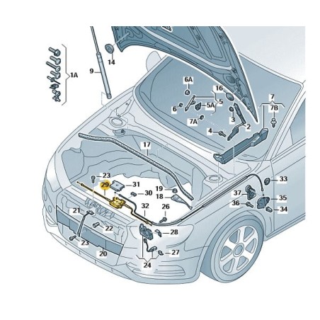 Câble de liaison capot avant Audi A3 8V 2013-2020