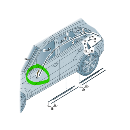 Support pour moulure de toit Audi Q5 2009-2017