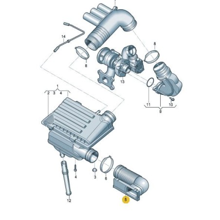 Guide de conduit d'air 1.2 1.4 TSI VW Polo AUDI A1 SKODA Fabia Rapid SEAT Ibiza Toledo