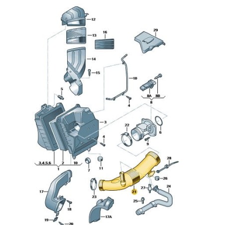 Conduit d'admission d'air 1.6 essence ALZ Audi A4 B6 B7 Seat Exeo