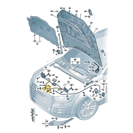 Câble de verrouillage du capot avant Audi Q8