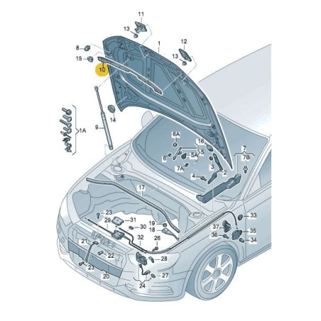 Joint central de capot Audi A3 8V 2013-2020