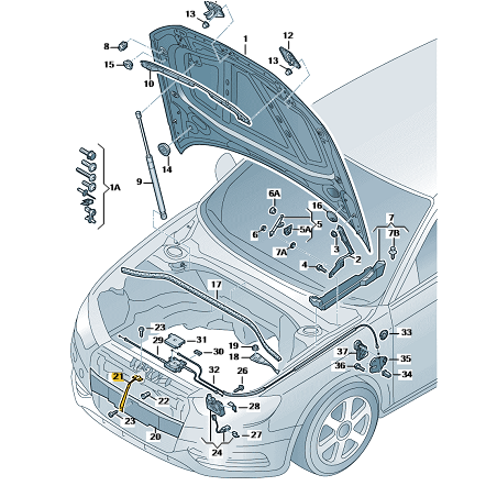 Crochet de verrouillage capot Audi A3 2013-2016