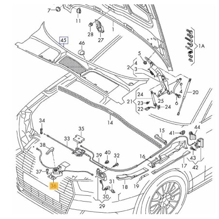 Câble de déverrouillage capot Audi A4 B9