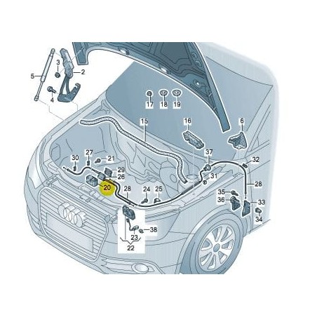 Tige de verrouillage capot central Audi A1 2011-2018