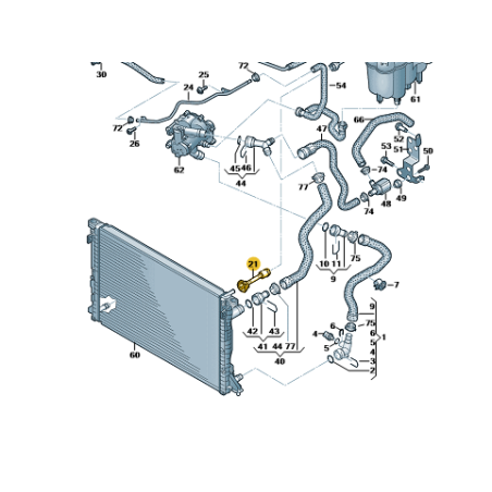 Tuyau de liquide de refroidissement moteur Audi A4 B9 A5