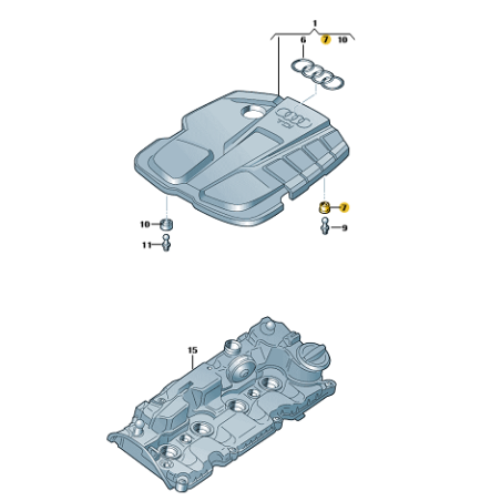 Support de cache moteur rotule en caoutchouc 2.0 TDI Audi A4 B9 A5 A6 C8 Q5