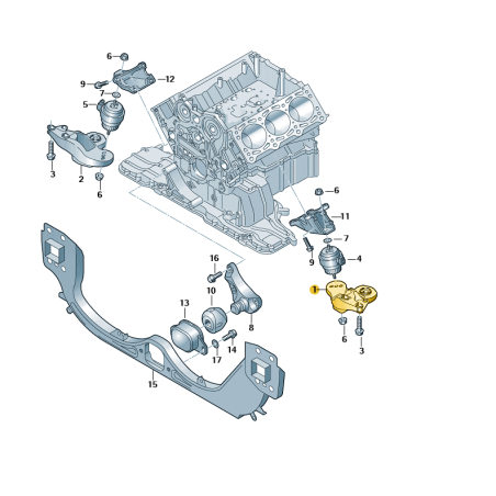 Support de fixation gauche du moteur Audi A6 2006-2011