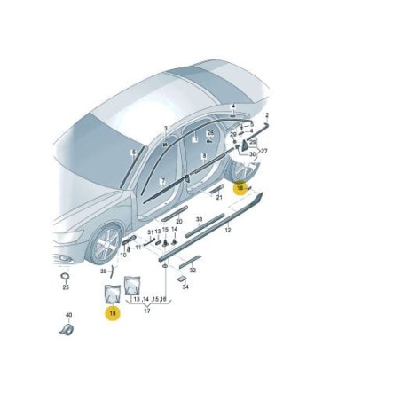 Bande de montage de moulure extérieure Audi A6 C7 A7 2011-2018