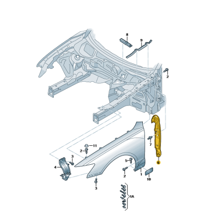 Plaque de protection intérieure d'aile Audi A6 C6 2011-2017