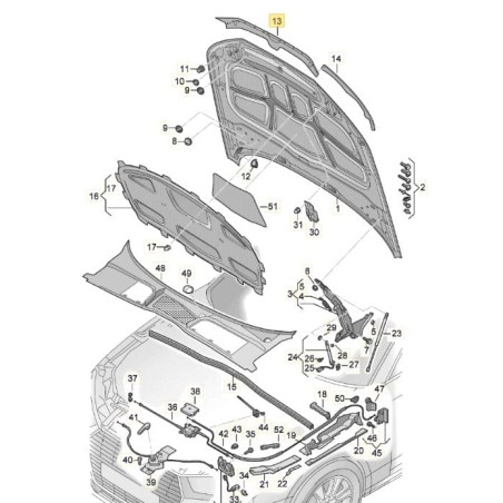 Joint central de capot avant Audi A5 2017-