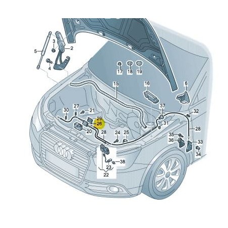 Câble de verrouillage capot avant Audi A1 2011-2018