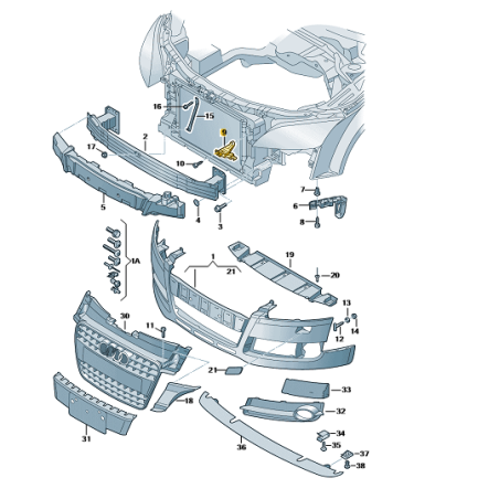 Support central de pare-chocs avant Audi TT 2007-2014