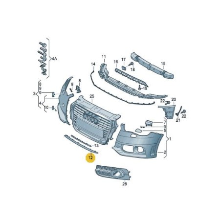 Spoiler de pare-chocs avant gris platine Audi A1 S-line 2011-2014