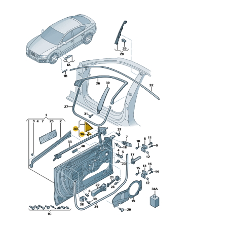 Cache de garniture d'angle de porte avant Audi A7 2011-2018