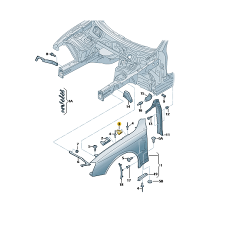 Support d'aile avant Audi A5 2008-2017